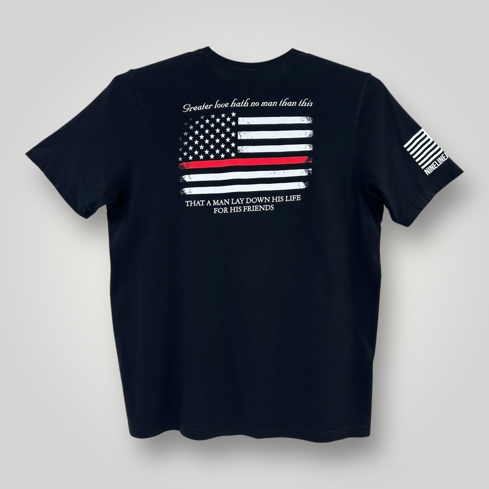 Nine Line Apparel Shirt Mens 3XL‎ Black Thin Red Line USA Flag Bible Verse Tee